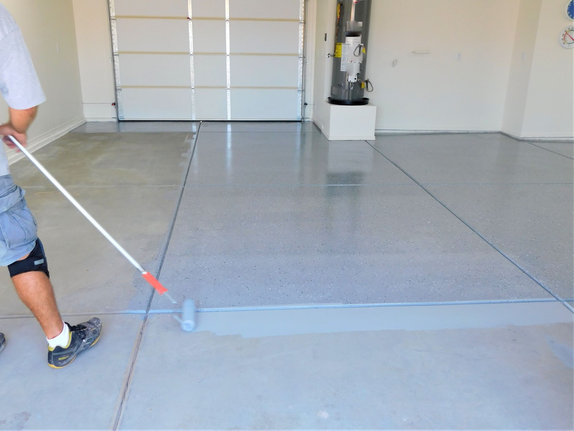 Professionally coated residential garage floor